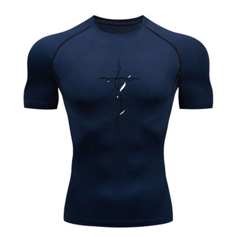 Men's Compression Fitness Sports T-Shirt, Stylish Cross Vine