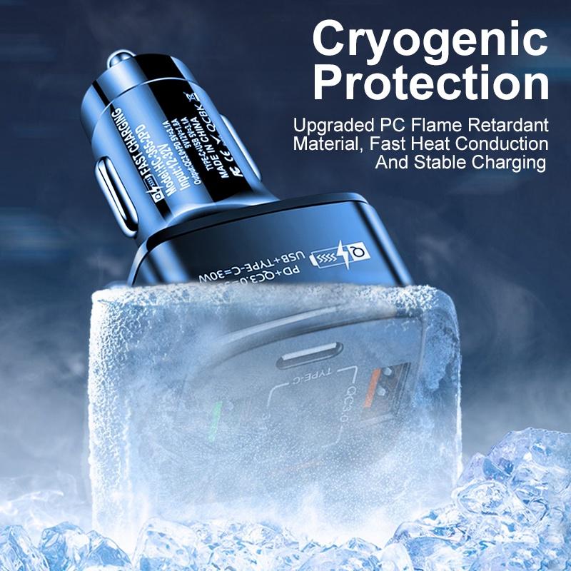38W PD Fast Charge Car Charger USB+Type C QC3.0 Fast Charge Cigarette Lighter Adapter Socket
