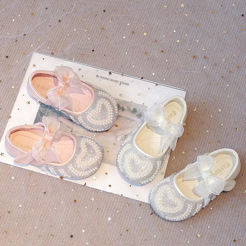 Wstążki do muszki Buty księżniczki Wiosna Jesień Nowy Styl Wzór serca Buty dla dziewczynek Dżet Dziecko Lakierowane buty I03232