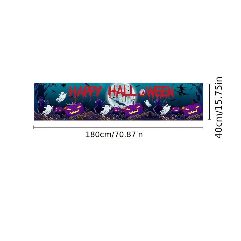

1pc Halloween Hanging Banner – Terrifying Blood Red Characters, Atmosphere Decoration for Courtyard, Party & Photography Background Cloth