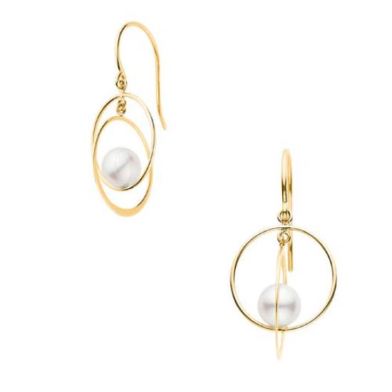 

Earrings K10 Yellow Gold Akoya Pearl Double Circle AJVA2306 PA [Official] [Vendome Aoyama]