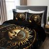 Moon Stars Celestial Sun Duvet Cover Set Golden Printed Bedding Set For Home Decor