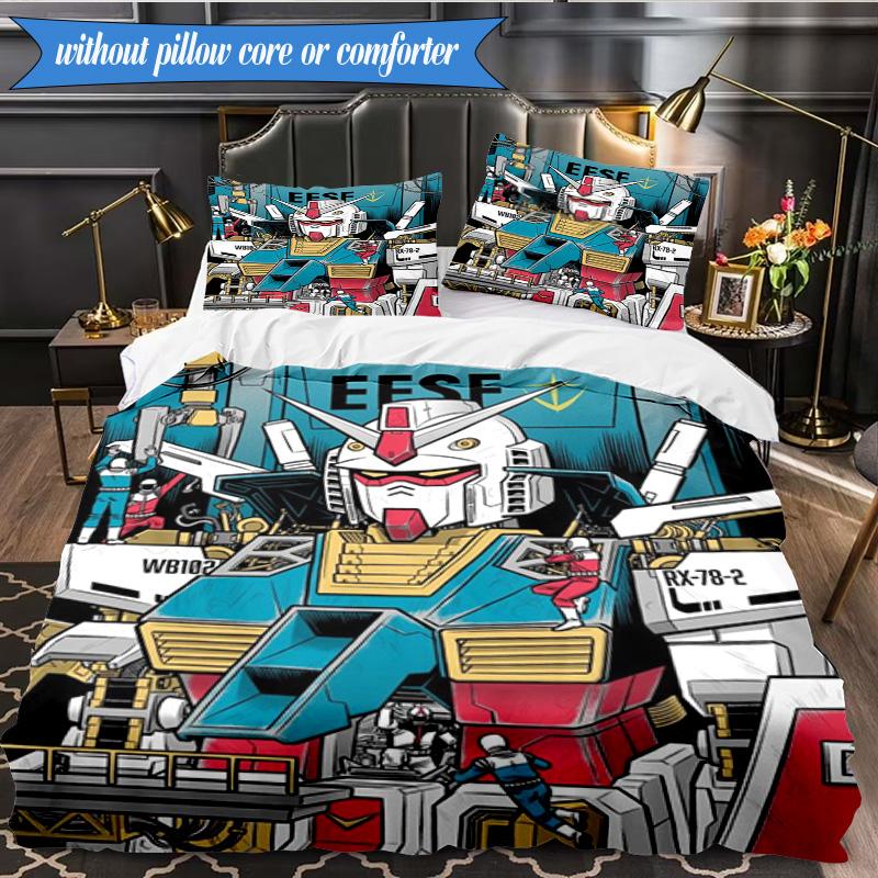 Mecha Armor Robotic Design 3pcs K-pop music group Bedding set,Ideal for Bedroom, Dormitory,Including Duvet Cover And 2pcs Pillowcases,Fan gifts