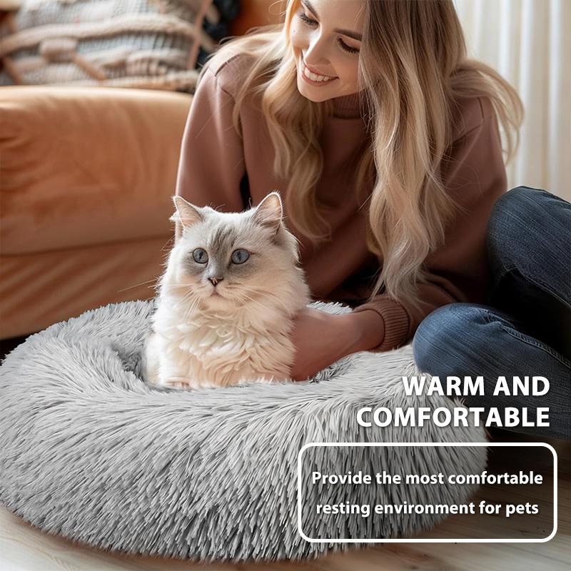 New Arrival Spring Summer Breathable Pet Bed - Round Plush Stuffed Bed for Cats & Small Dogs, Deep Sleep Four Seasons Bed