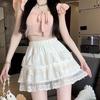 Women's White Lace A-line Midi Skirt - High Waist, Slimming, Princess Style, Summer Fashion, Petite Fit