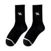 Unique Black & White Embroidered Cartoon Mid-Calf Cotton Socks for Street Style