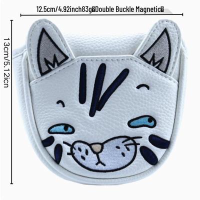 Double Buckle Cat Golf Putter Headcover with Semicircle Sleeves
