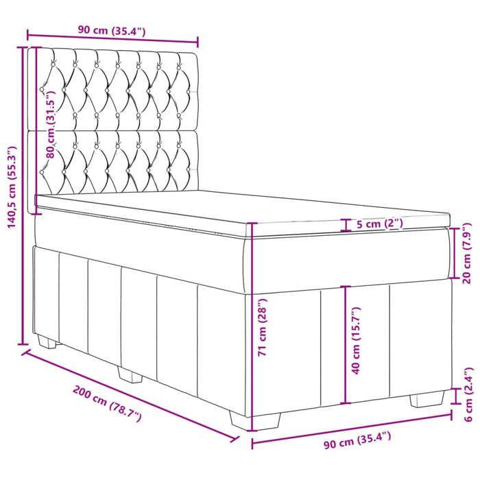 VidaXL Sommier à lattes de lit avec matelas Crème 90x200 cm Tissu, lit, lit à plate-forme, lit à panneaux, meuble de chambre 3293863