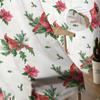 Christmas Cardinals Poinsettia Tulle Curtains For Living Room Bedroom Home Decor Chiffon Sheer Voile Kitchen Curtain