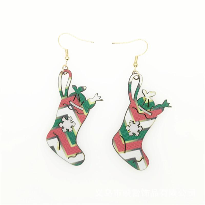 European & American PU Leather Hollowed-out Christmas Earrings