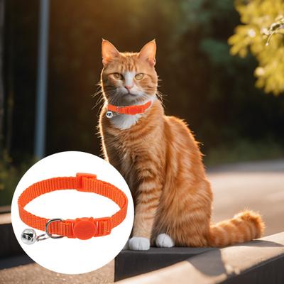 Katzenhalsband mit Glöckchen, weiches Katzen-Sicherheitshalsband mit Schnellverschluss-Schnalle, verstellbares Nylonhalsband für Katzen und Welpen
