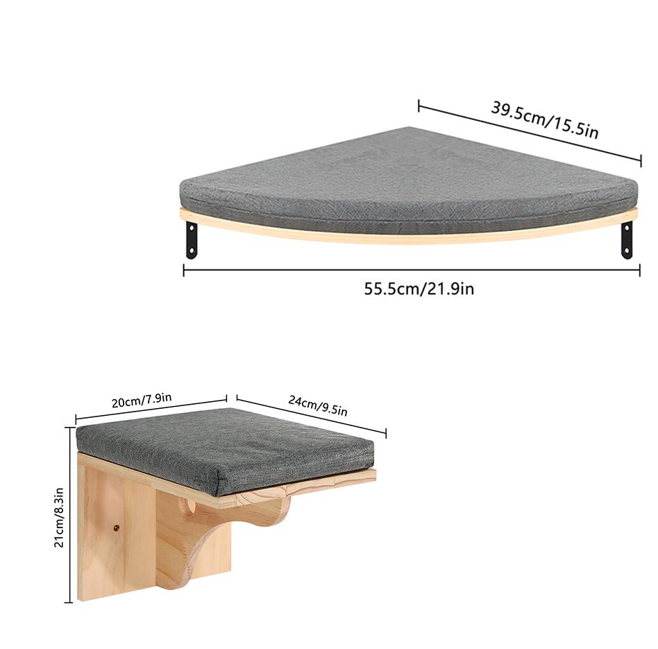 Wall Mounted Cat Shelf Bed with Soft Cushion Cat Perch Indoor Cat Furniture for Kittens & Adult Cats Climbing Sleeping & Playing