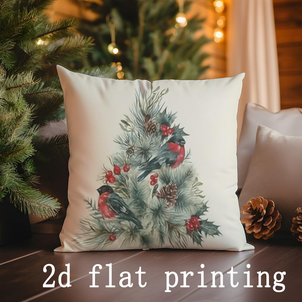 

Home Decor Christmas Deer & Tree Pattern Pillow Covers Pattern Cushion Cover Suitable for Sofa Bedroom Car Pillow Cover 16x16Inch