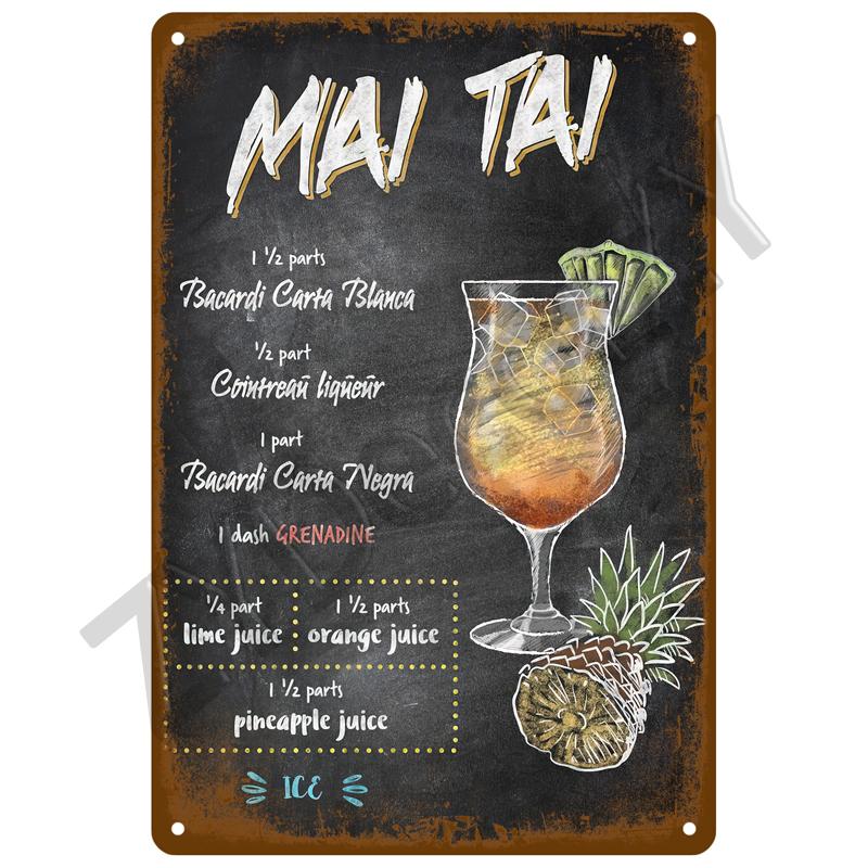 Vintage Posters Cocktail Tin Sign Plaque Metal Sign Plate Decoration Wall Art Home Decor For Bar Pub Club Man Cave Iron Painting