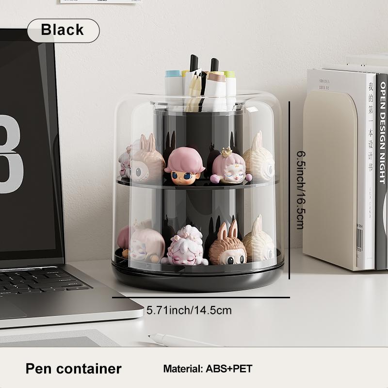 

Uforu 360° ° Rotating Pen Holder - Large Capacity Dustproof Transparent Thick Plastic Desktop Organizer чёрный