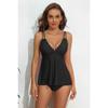 CHARMLEAKS Tankini-Set für Damen, einfarbig, Bademode, Schwimmsets, Spaghettiträger, V-Ausschnitt, gebogene Webkante, Badeanzug