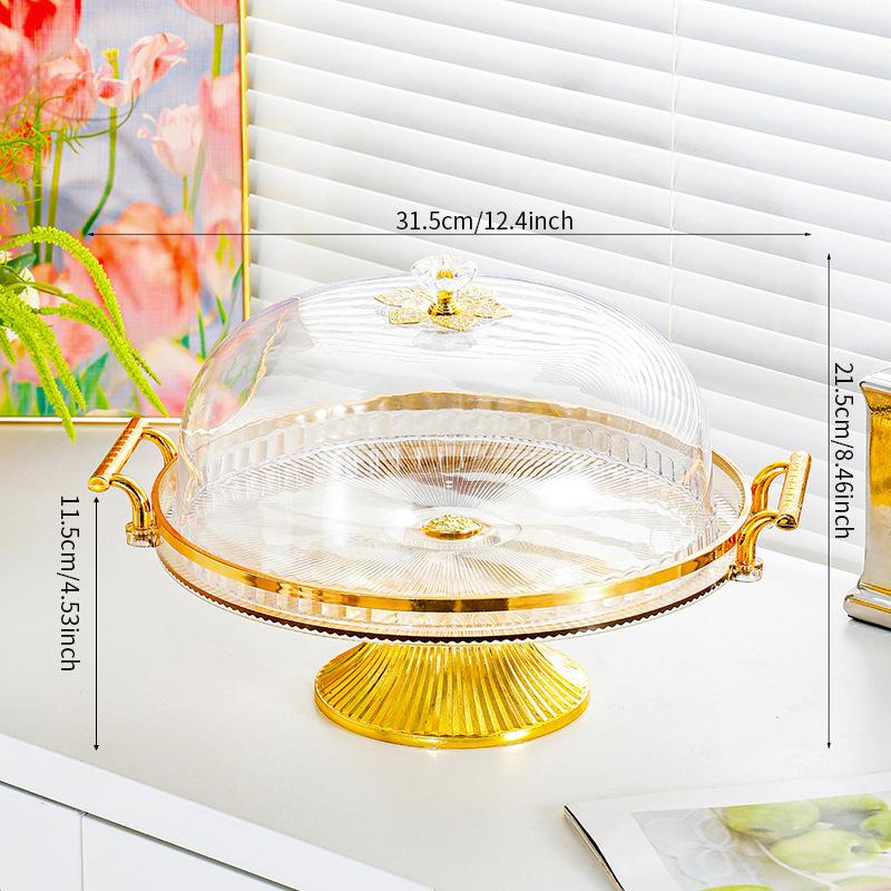 Home Living Room Cake Pan Fruit Pan Dessert Tray with Lid Candy Tray Plastic Creative Portable Tea Table Snack Tray