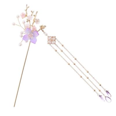 FRCOLOR Retro spona do vlasů s 1 japonskou ozdobou do vlasů s umělou perlou z nefritu Vintage styl pro dlouhé vlasy Dárek Kompatibilní Třásně, Díl, Vkládání,