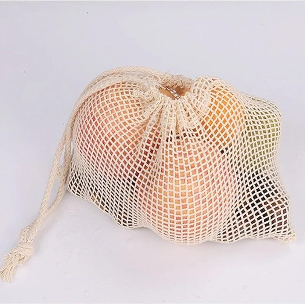 Large Cotton Mesh Bag Reusable Drawstring Bag High Quality Bundle Pocket Fruit Storage