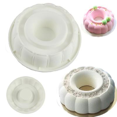 1 Pc Round Groove Flower Mold Silicone Mousse Mold White Round Garland Pastry Chiffon Cake Mold Baking Mold