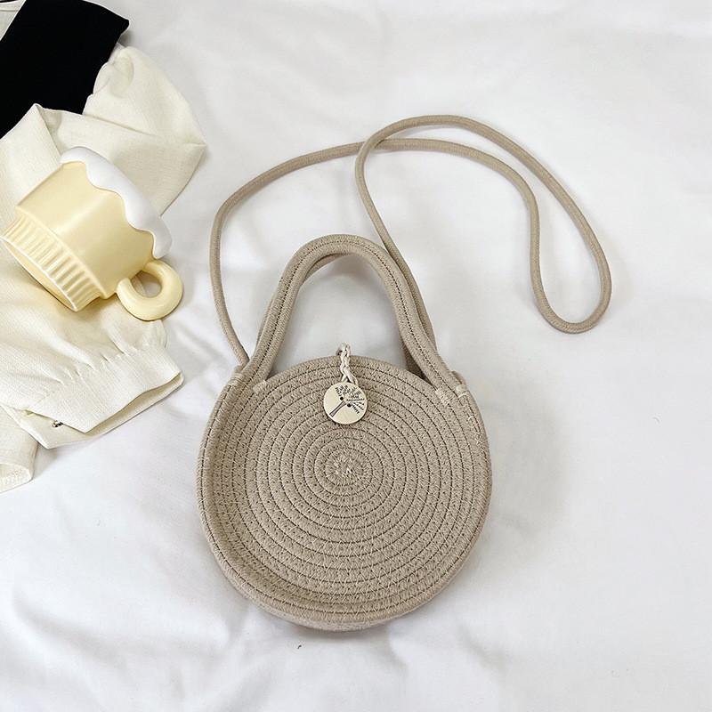 

Elegant Gray Round Woven Purse For Women With Soft Structure For Daily Use Gray Style 1