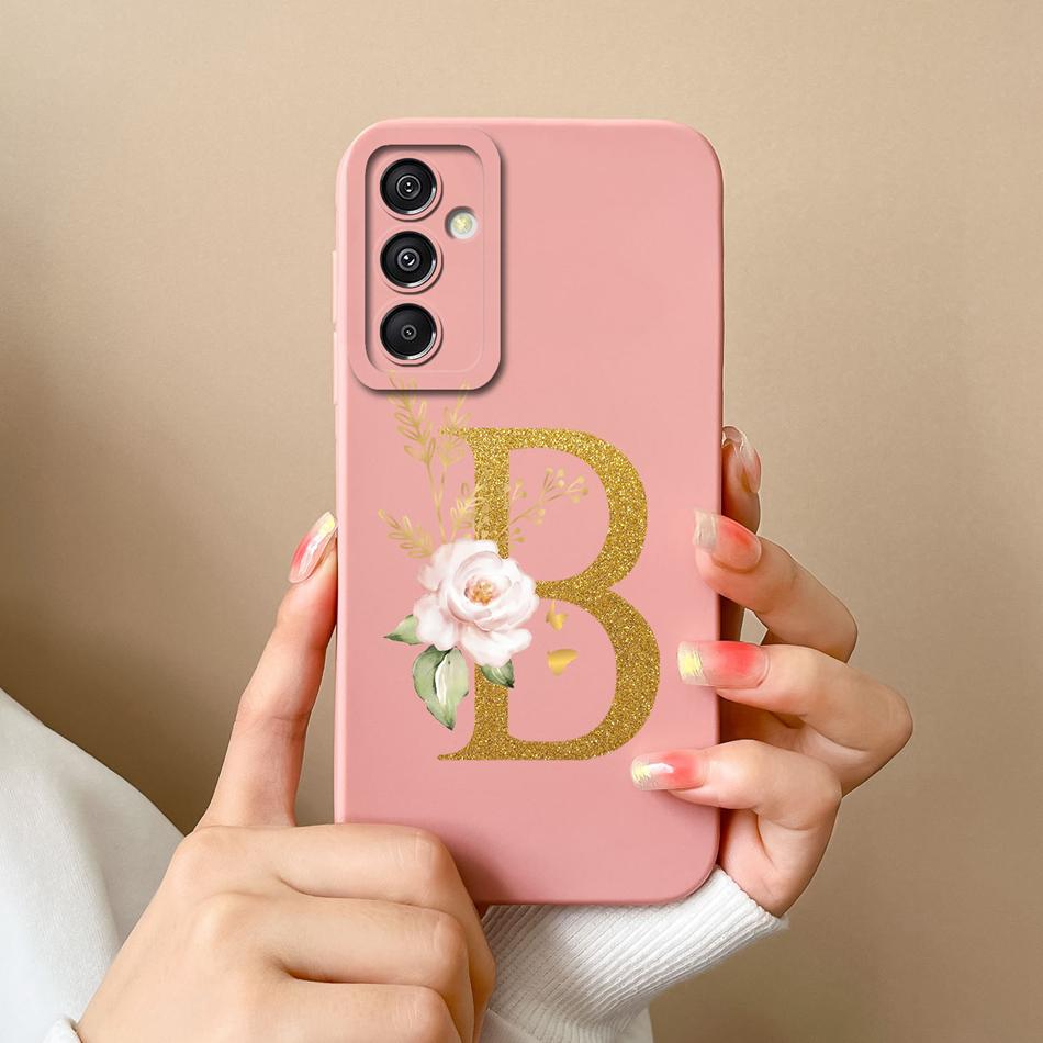 Simple Case For Samsung A15 4G 5G Rose Letter Mask Soft Liquid Silicone Camera Protector For Samsung Galaxy A15 A 15 Back Cover