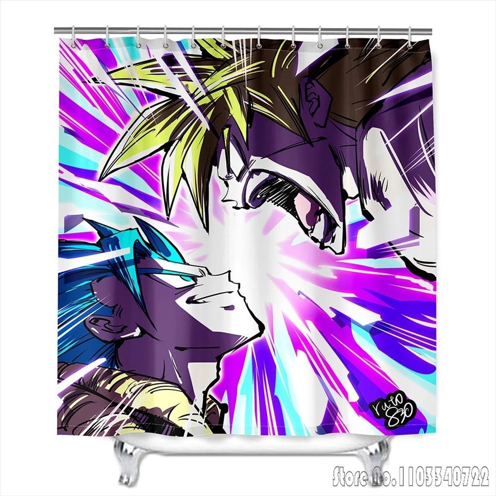 Anime Dragon Ball Z Son Goku Burdock Broli Bath Shower Curtain Waterproof 3D Cute With Hooks For Kids Bathroom Decoration
