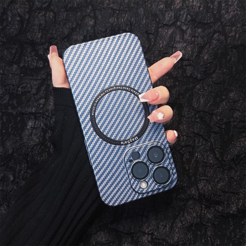 For Magsafe Magnetic Wireless Charging Carbon Fiber Texture Phone Case For iPhone 16 Pro Max 14 11 12 13 15 Pro Max Back Cover