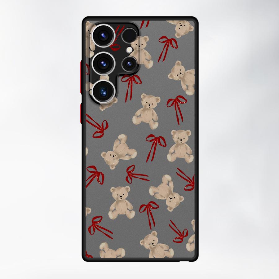 Cute Bow Bear Case for Samsung Galaxy S24 Plus S22 S26 S20 FE S25 Ultra S21 Note 20 Ultra 10+ S23 FE Funda Back Phone Cover