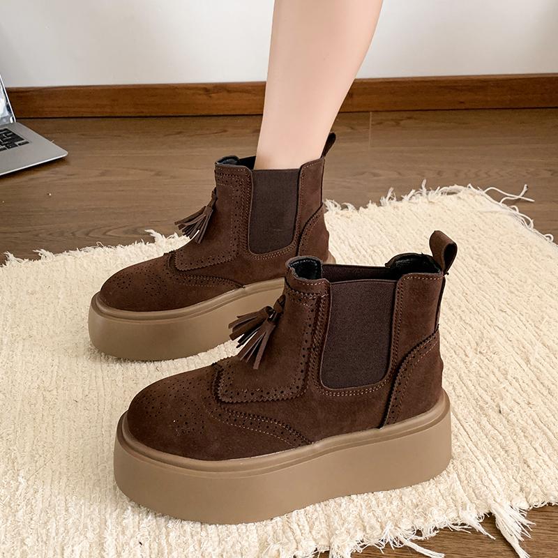2024 Autumn New Thick Soled Women's Loafers Casual Sports Boots Designer Brand Trendy Short Ankle Boots