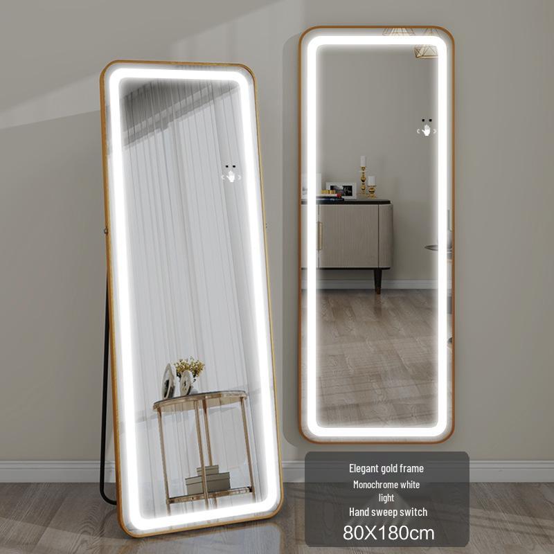 LED Wall-Mounted Full-Length Dressing Mirror with Touch Sensor for Bedroom