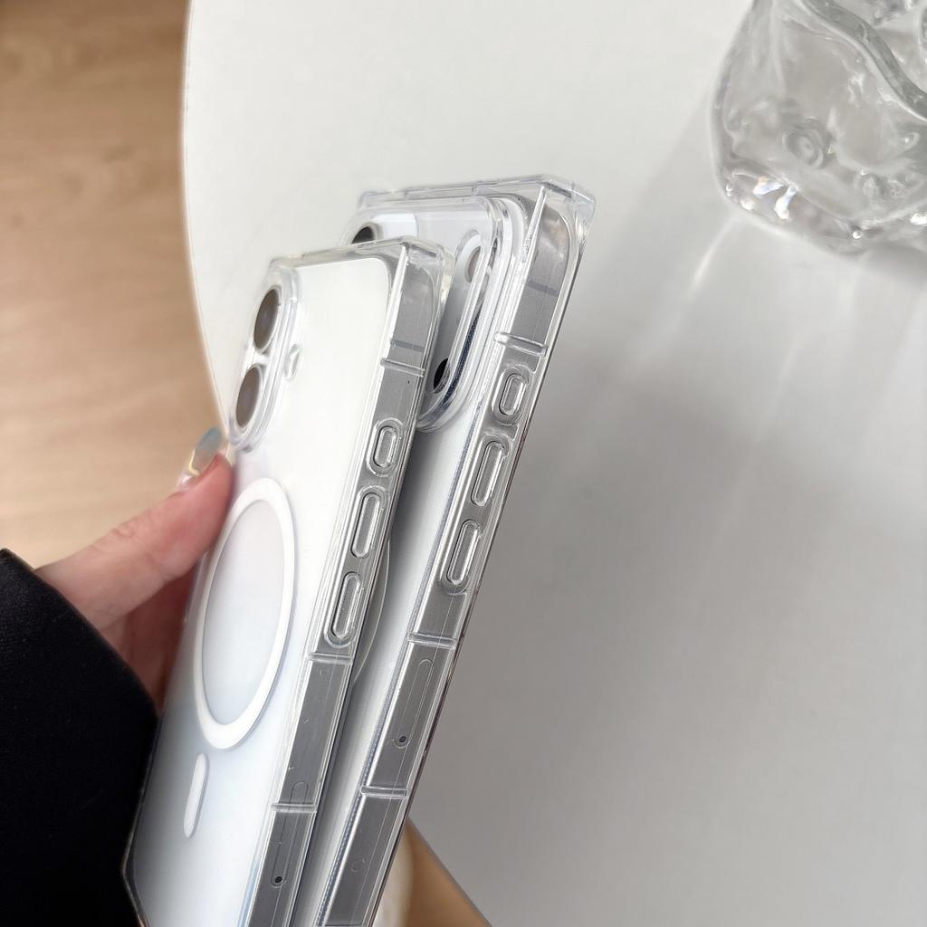 Luxury Square Ice Cube Clear For Magsafe Magnetic Case For iPhone 17 Air 16 15 14 13 12 Pro Max Wireless Charge Shockproof Cover