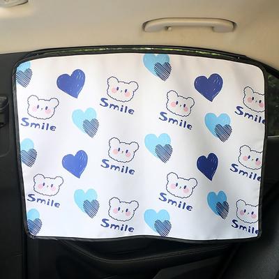 Embedded Rail Car Curtains Privacy Divider Heat Insulation Auto Window Love Bear Printed Car Insulated Sunscreens