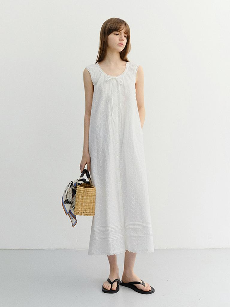 Deonseuteu Needlework Babydoll Dress_Uddr6B225_White