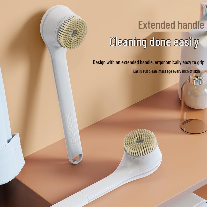 Electric Full-Body Exfoliating Bath Brush with Long Handle for Back Scrubbing and Massage