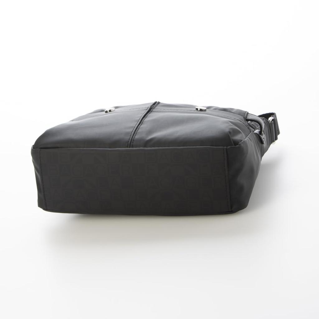 Labagagerie Monogram Square Nylon Shoulder Bag, SS Size, B004604, Black (10)