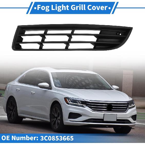 1 Pc Fog Light Grill for Volkswagen Passat 2007-2011 ABS Black Front Left Front Lower Bumper Fog Light Cover Inserts