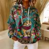 Women's Loose Comfortable Casual Fashion V-Neck Christmas Print Long Sleeve Hoodie