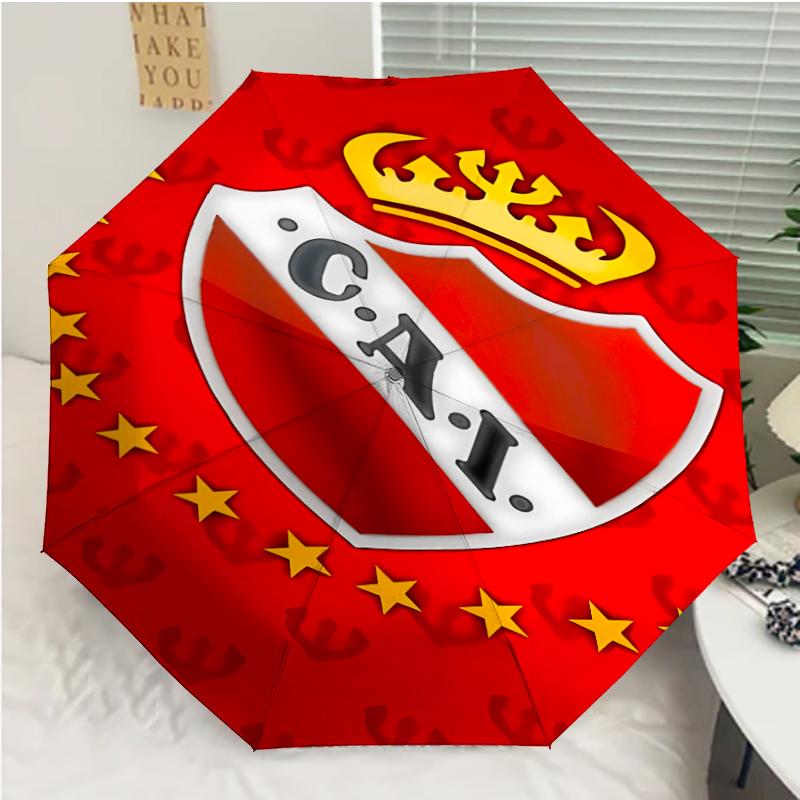Club Atlético Independiente Print Automatic Umbrella, 8 Rib Iron Frame, Plastic Handle, Suitable for Outdoor Travel &Daily , Ideal Gift