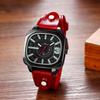 Unisex Square Wristwatch with Leather Waterproof Analog Quartz Genuine Punk Fashion Watch Perfect Gift for and Day Strap Movement, Leather, -