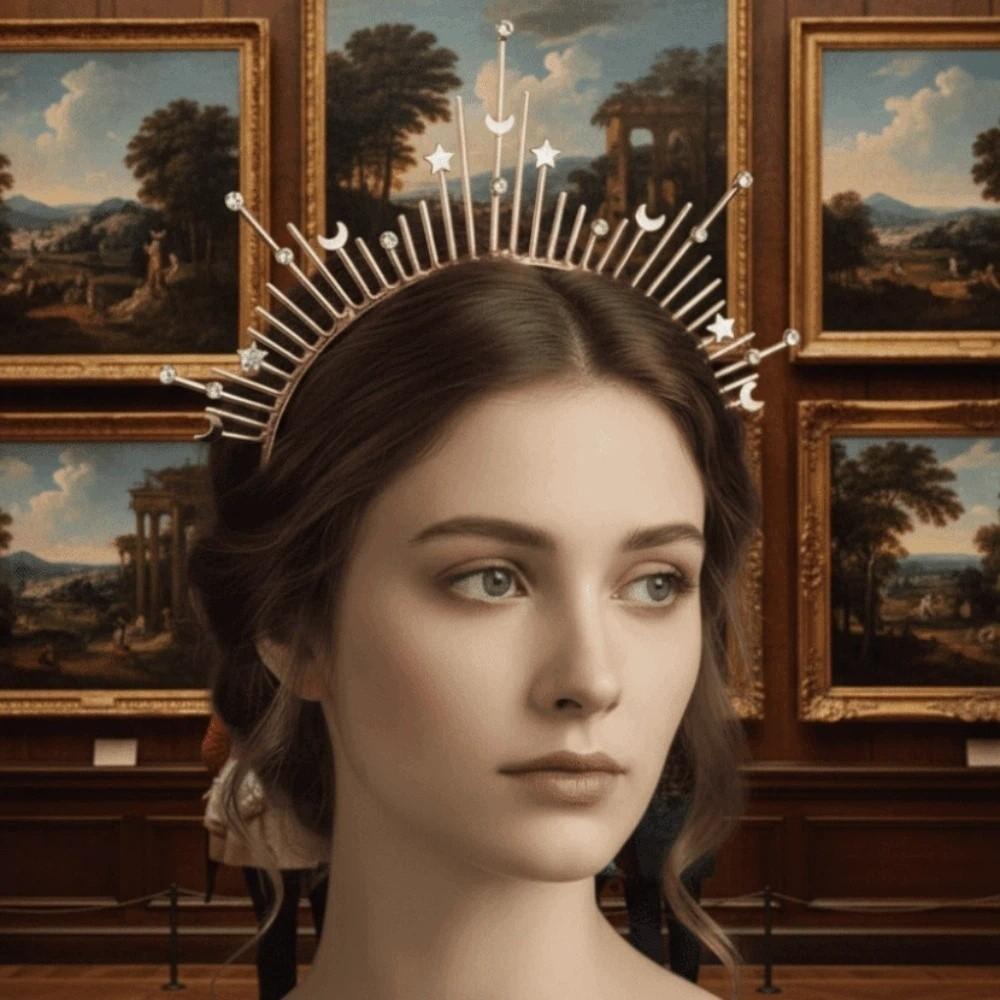 Gothic Spiked Hair Hoop Headpiece Renaissance Cosplay Headband Women Glory Sun Crown  Wedding