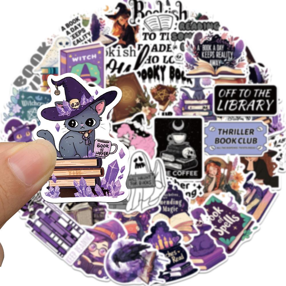 50PCS Purple Pack Bookish Stickers for Notebook Luggage Skateboard Decoration Graffiti Decals Cool Decals
