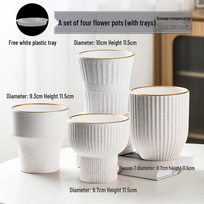 Nordic High-Leg Ceramic Orchid Pot: Durable, Artistic for Home or Balcony Use