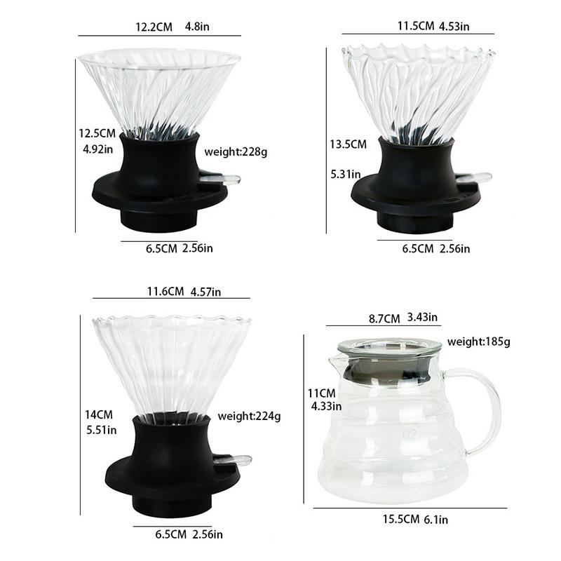 Adjustable Glass Coffee Dripper Filter Cup Home Immersion Coffee Dripper and Filters Glass Hand-brewed Conical Coffee Maker Cup