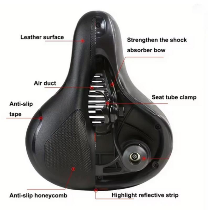 Hollow Breathable Bicycle Saddle Men Women MTB Road BikeSaddle Shock Absorbing Comfortable Big Butt Bike Seat Safety Warning