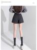 High-Waisted Black Sequin Woolen Shorts for Women - Winter 2026 A-Line Slimming Style, Perfect with Boots and Outerwear