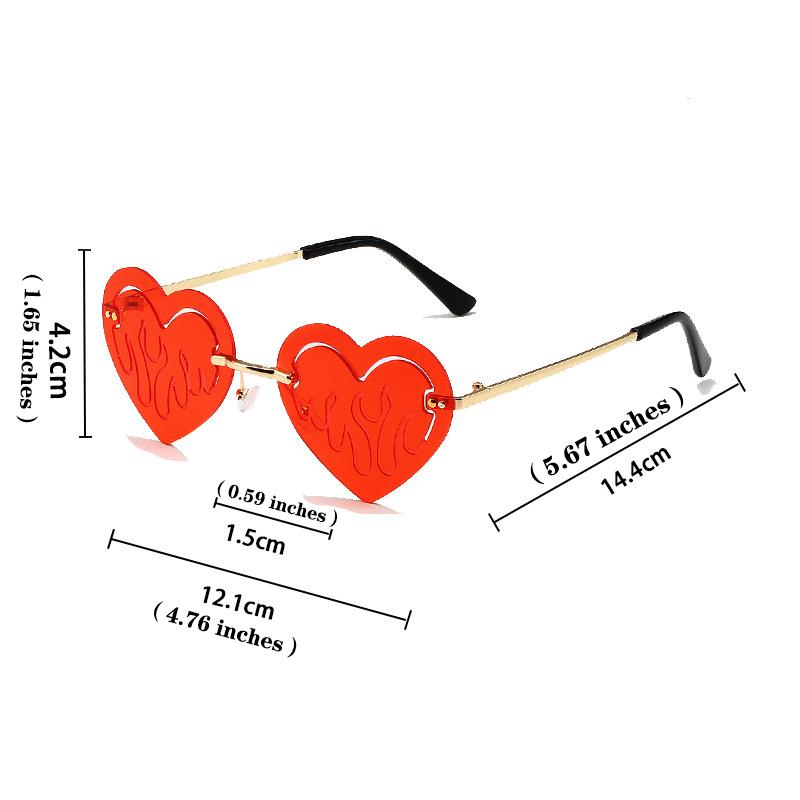 Heart Frameless Sunglasses Women Men Round Vintage Electrocardiogram Sun Glasses Metal Shades Eyewear Unisex