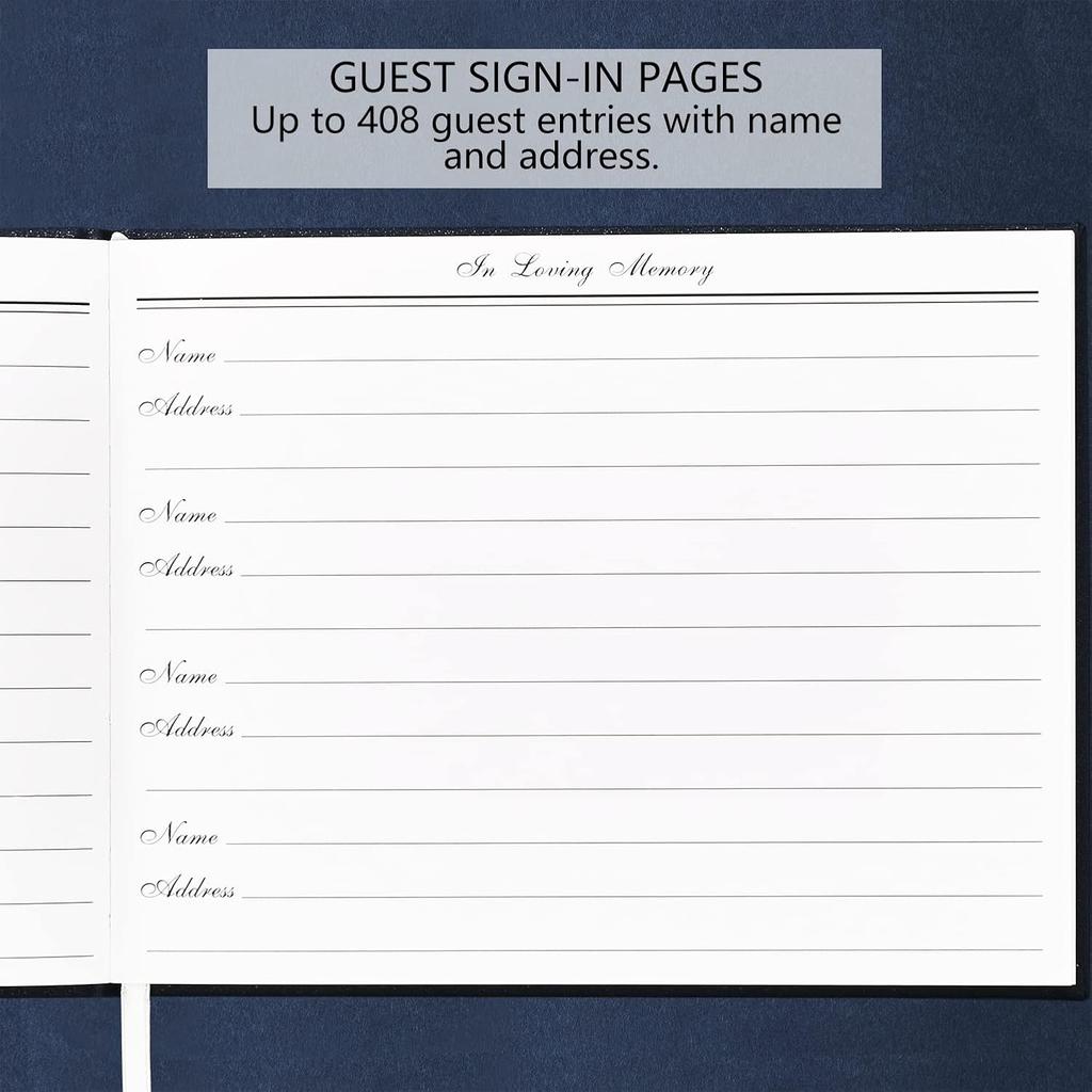 Funeral Guest Book for Memorial Service In Loving Memory Guest Book for Funeral Guest Sign In Book (Book, Navy)