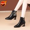 Fashion Autumn Winter Booties Leather Fleece-Lined Work Ankle Boots for Women Warm On Promotion Boot New In Rock Hot Woman Short Shoes