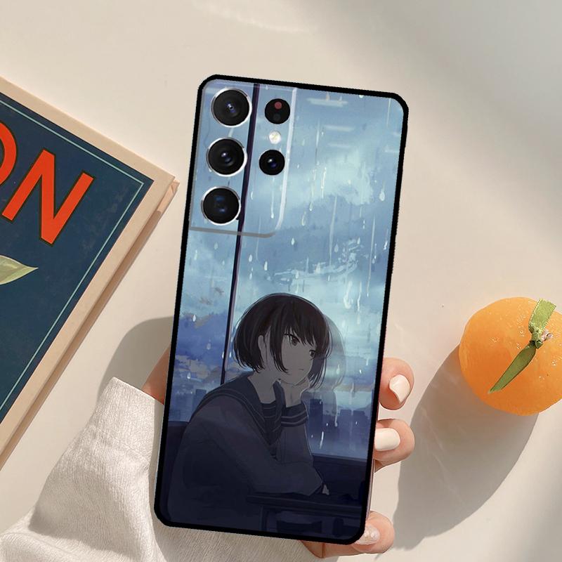 Sad Anime girl Phone Case For Samsung Galaxy S25 S26 Ultra S24 S20 S21 S22 S23 Plus S10 S25 FE Back Cover